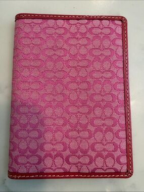 Coach Pink Signature Canvas Passport Holder